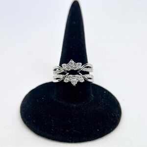 Moissanite Ring Guard Enhancer 2-Piece Platinum 925 Wedding Anniversary Band GRA